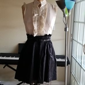 New Forever 21 White Chiffon Blk Satin Dress